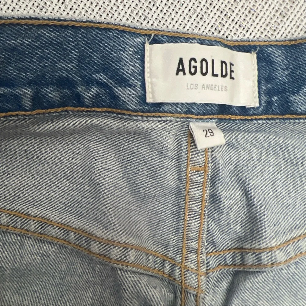 Agolde Women's High Rise Distressed Light Blue Jeans